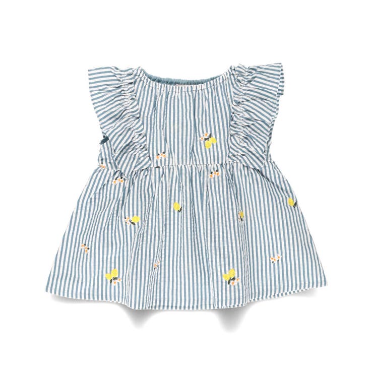 【おそろい】レモン＆フラワー総柄刺しゅうチュニック 綿100% ブラウス | ブランシェス | 詳細画像2 