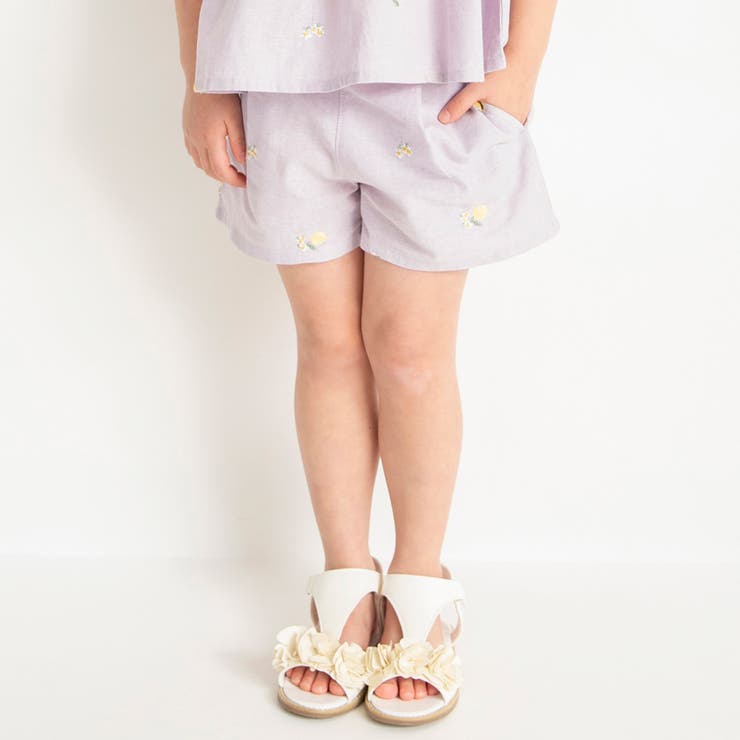 【おそろい】レモン＆フラワー総柄刺しゅうショートパンツ | ブランシェス | 詳細画像14 