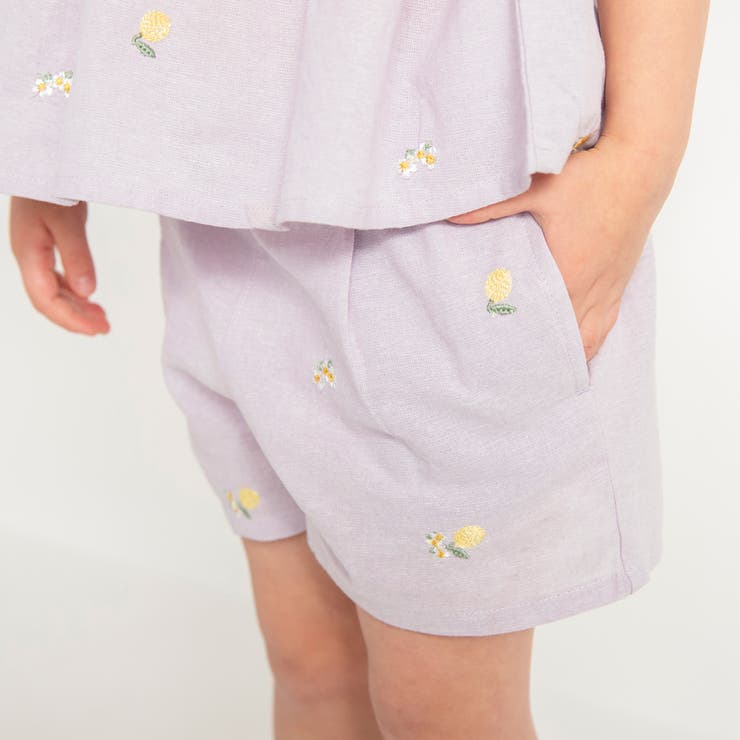 ラベンダー | 【おそろい】レモン＆フラワー総柄刺しゅうショートパンツ | ブランシェス