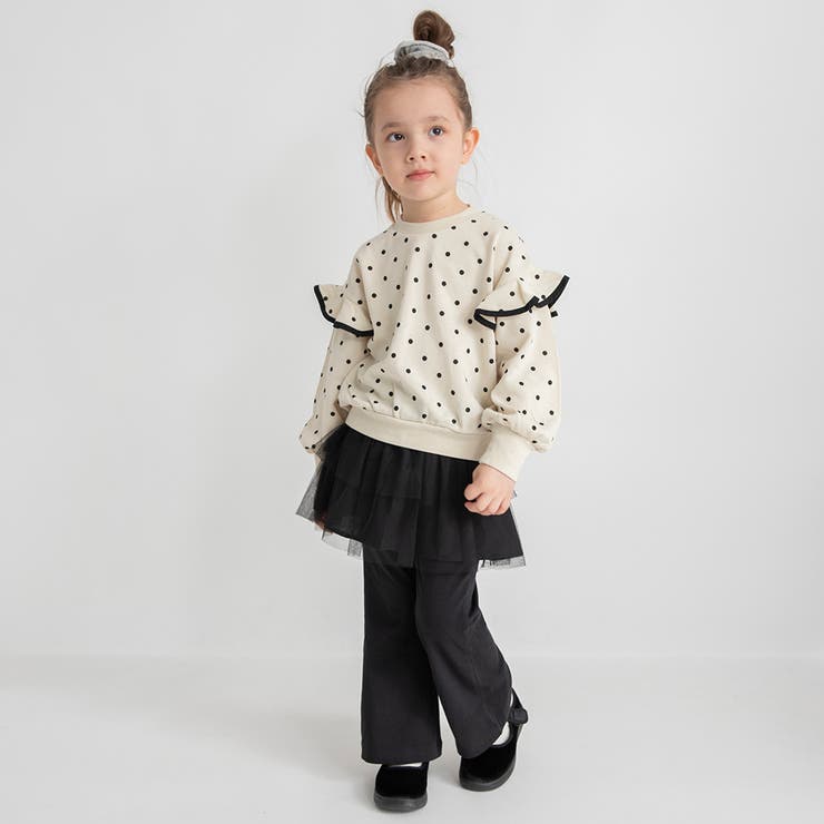 肩フリル トレーナー/150cm/女の子/ドット柄 | ブランシェス | 詳細画像3