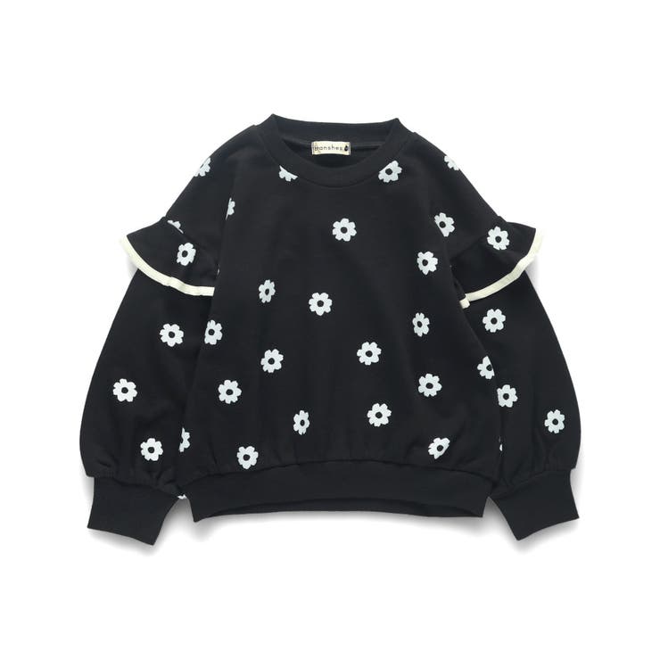 ブラック | 肩フリル トレーナー/150cm/女の子/ドット柄 | ブランシェス