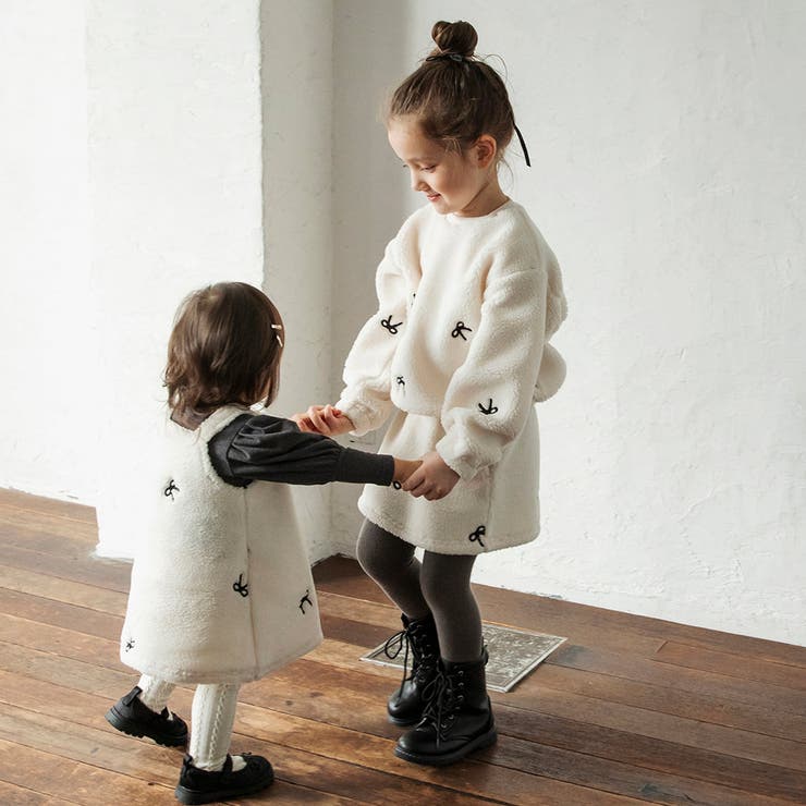 リボン総柄刺しゅうボア トレーナー 150cm | ブランシェス | 詳細画像3 