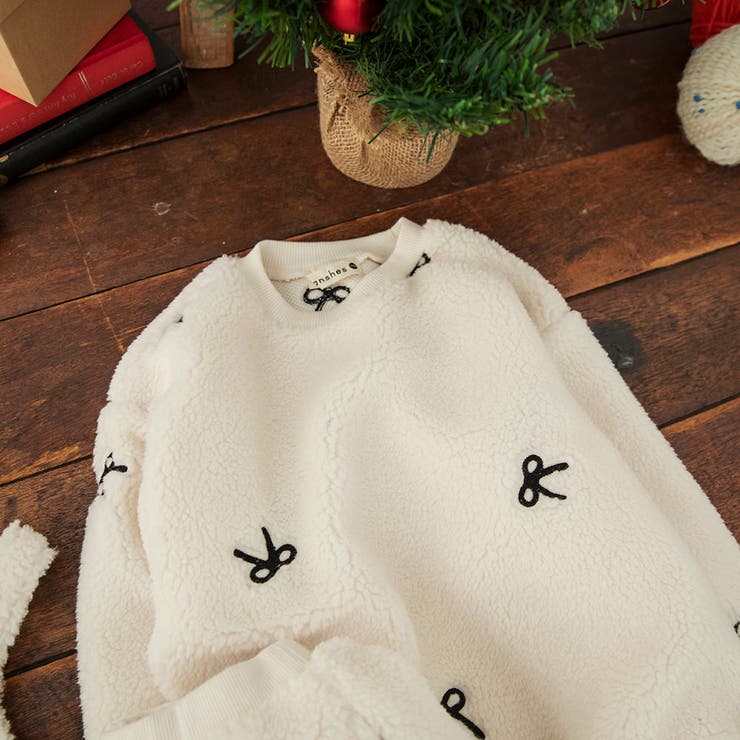 リボン総柄刺しゅうボア トレーナー 150cm | ブランシェス | 詳細画像4 