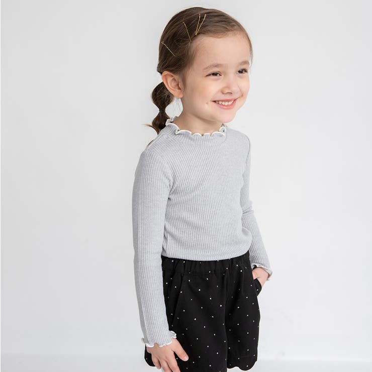 グレー | ラメ単色/ボーダーテレコ長袖Tシャツ150cm/女の子/インナー | ブランシェス