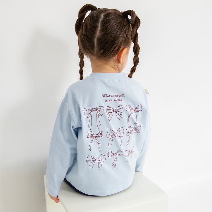 サックス | アソート長袖Tシャツ/綿100%/リボン柄/ボーダー/女の子/150cm/ | ブランシェス