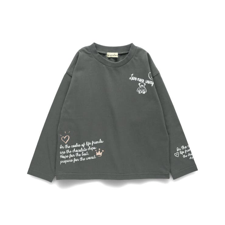 チャコールグレー | アソート長袖Tシャツ/綿100%/リボン柄/ボーダー/女の子/150cm/ | ブランシェス