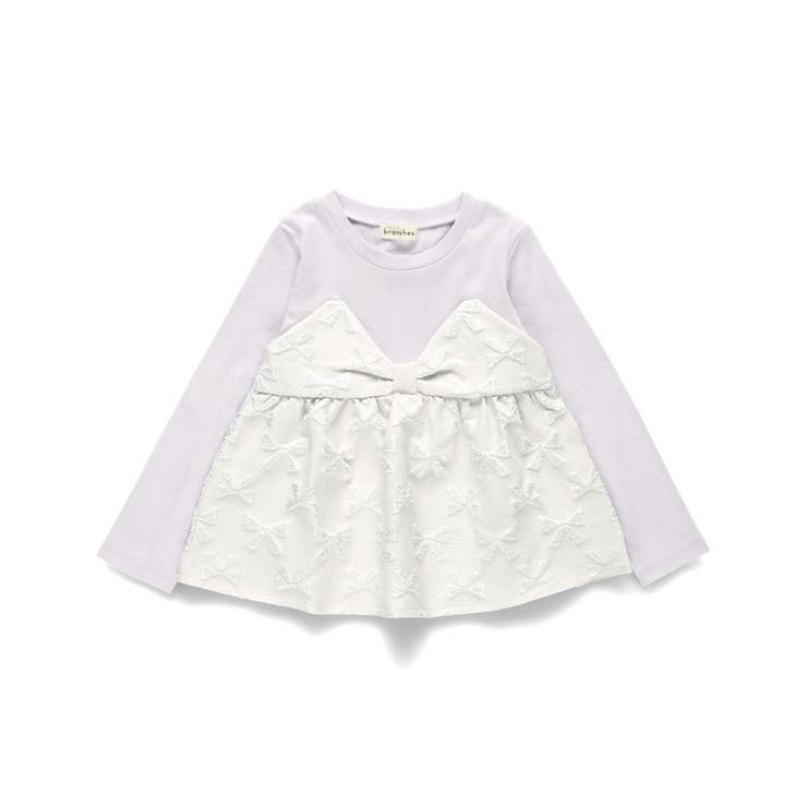 【おそろい】リボン柄ドッキング長袖Tシャツ 女の子 150cm | ブランシェス | 詳細画像2 