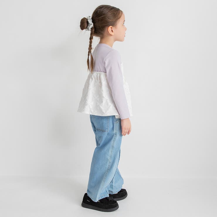 【おそろい】リボン柄ドッキング長袖Tシャツ 女の子 150cm | ブランシェス | 詳細画像4 