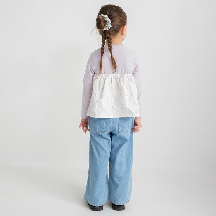 【おそろい】リボン柄ドッキング長袖Tシャツ 女の子 150cm | ブランシェス | 詳細画像5 