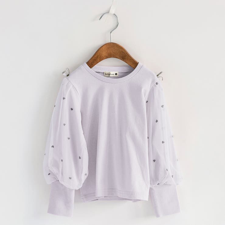 袖チュール長袖Tシャツ/150cm/女の子/ハート柄/フロッキー | ブランシェス | 詳細画像2