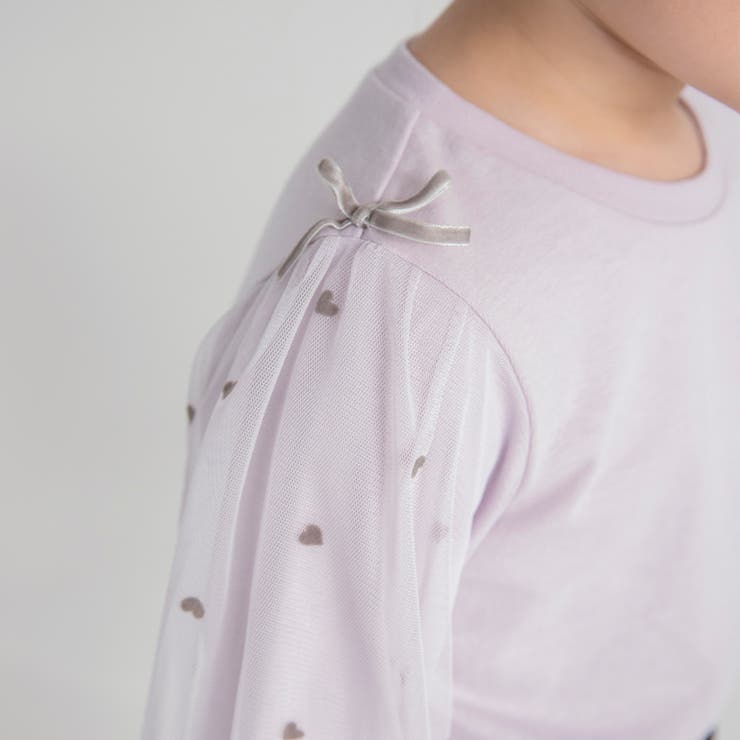 袖チュール長袖Tシャツ/150cm/女の子/ハート柄/フロッキー | ブランシェス | 詳細画像6