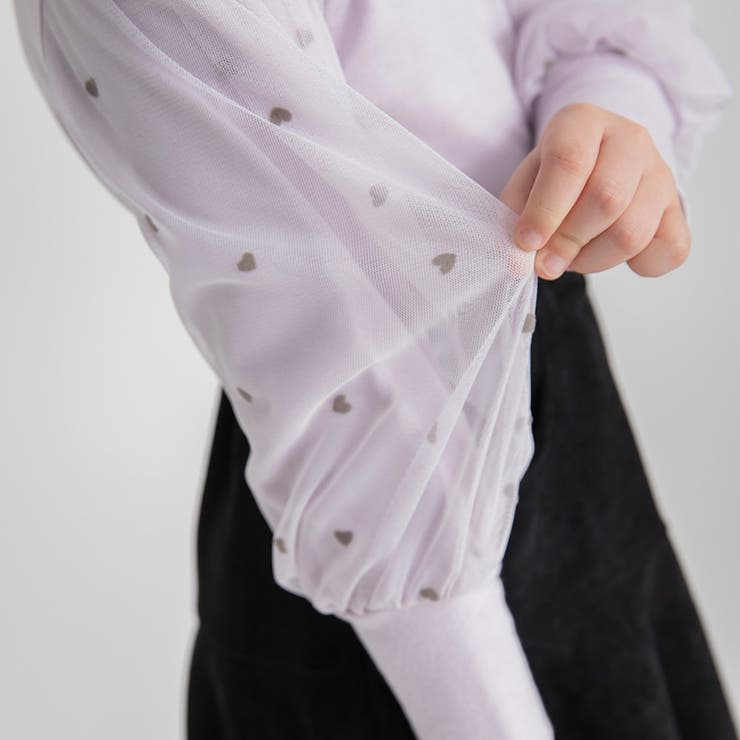 袖チュール長袖Tシャツ/150cm/女の子/ハート柄/フロッキー | ブランシェス | 詳細画像7