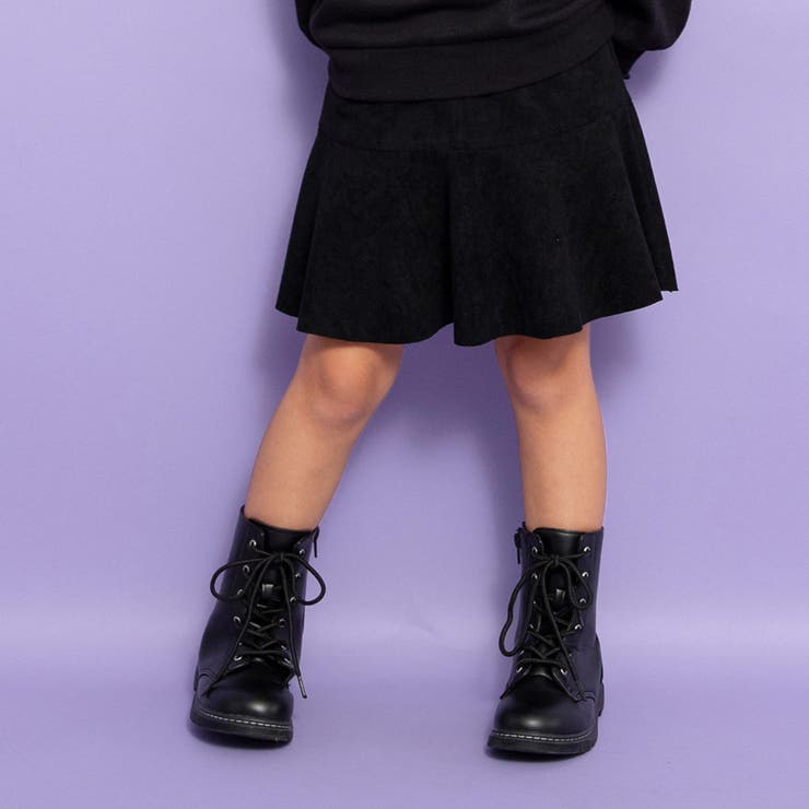 ブラック | スウェード スカート/女の子/150cm/フレア/切替え | ブランシェス