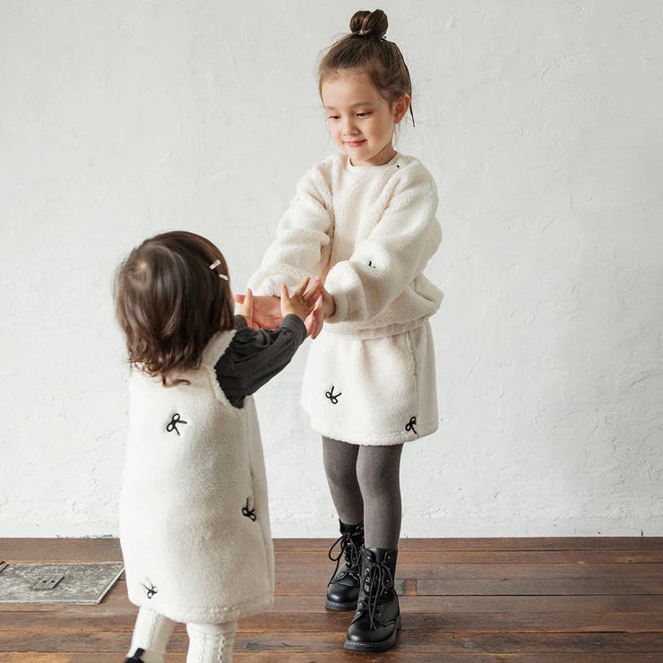 リボン総柄刺しゅうボア スカート セットアップ可 | ブランシェス | 詳細画像3 