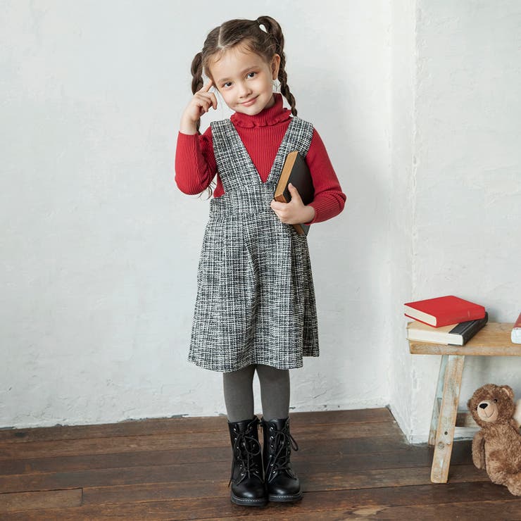 ブラック | ラメツイードジャンパースカート キッズ 女の子 | ブランシェス