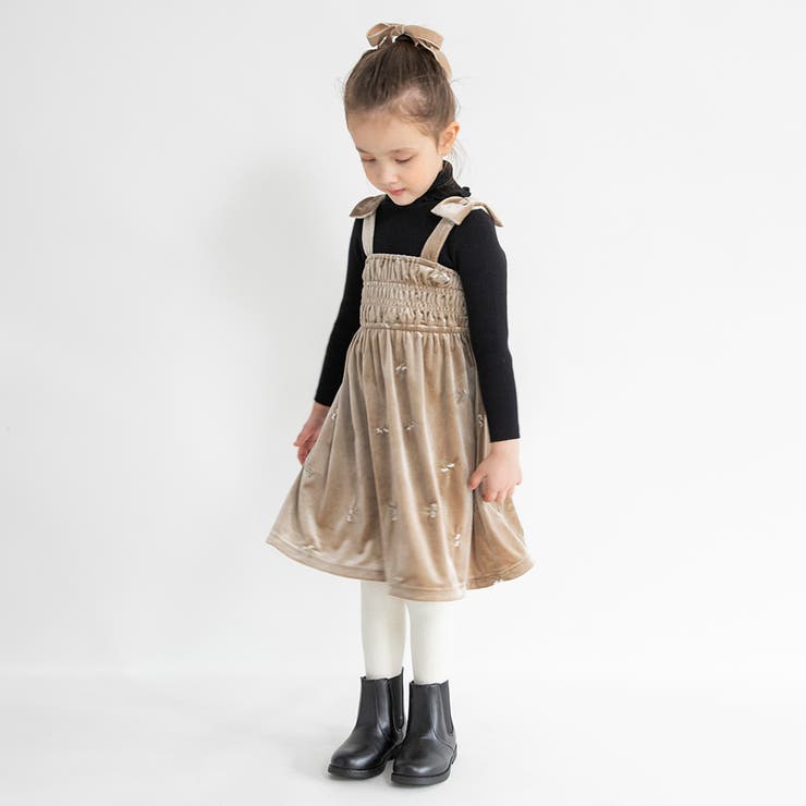 花柄刺しゅうベロア ジャンパースカート キッズ | ブランシェス | 詳細画像3 