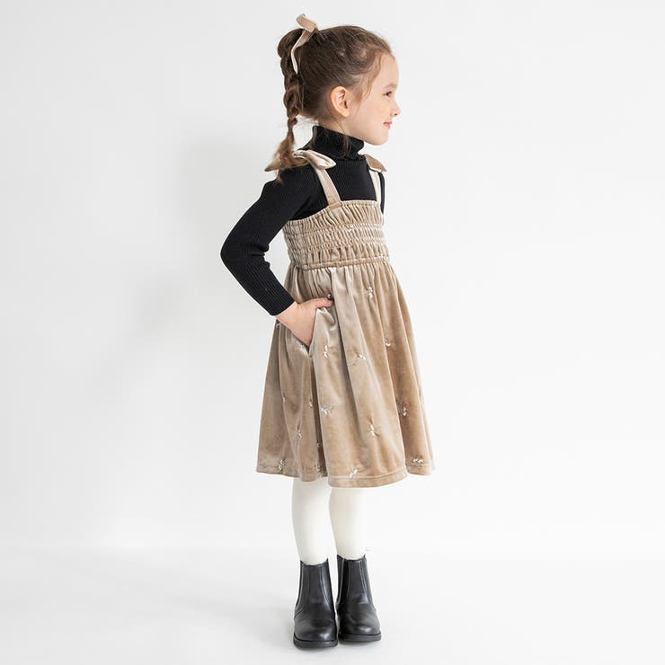 花柄刺しゅうベロア ジャンパースカート キッズ | ブランシェス | 詳細画像4 