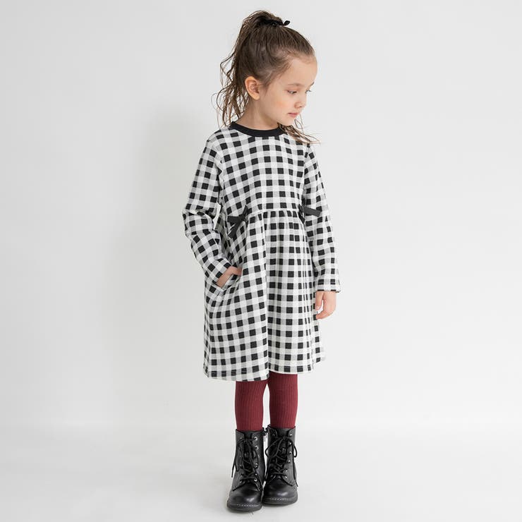 ブラック | 【あったか】ウエスト リボン裏起毛ワンピース/キッズ/女の子/150cm | ブランシェス