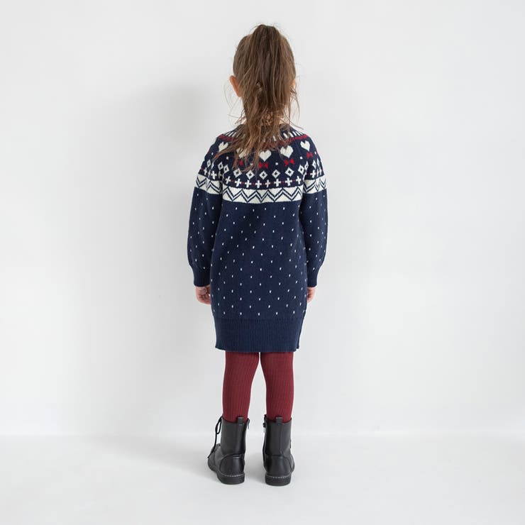 【マシンウォッシャブル】ノルディック風ハート柄ニットワンピース | ブランシェス | 詳細画像18 