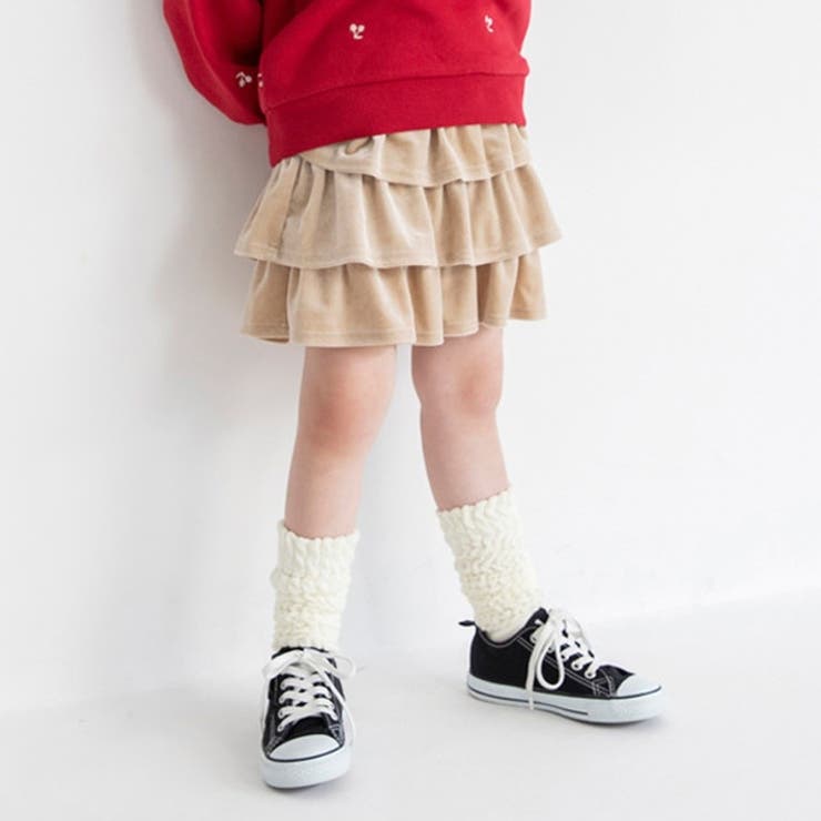 アイボリー | ベロア フリル スカパン/女の子/キッズ/150cm | ブランシェス