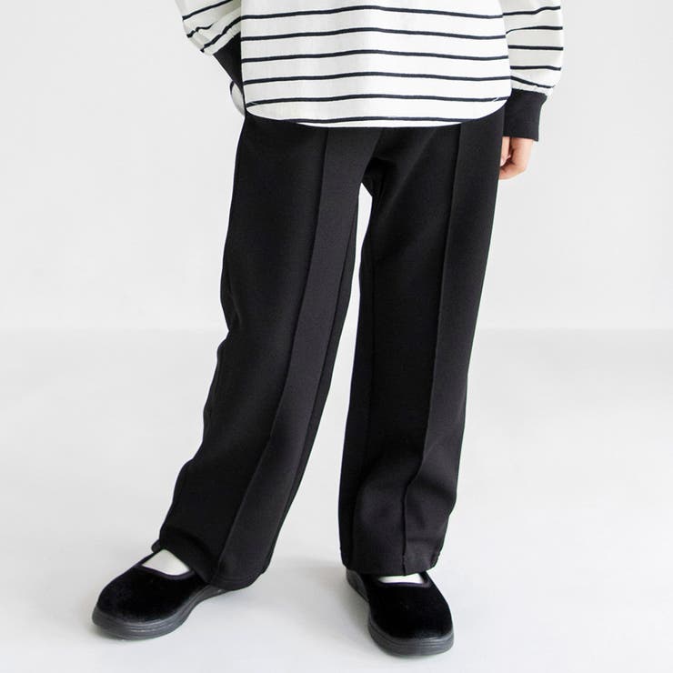 ブラック | センタープレス風ロングパンツ/150cm/女の子/ワイドパンツ | ブランシェス