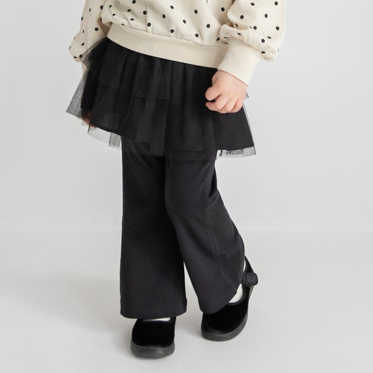 ブラック | チュール付きスカッツ スカート フレアパンツ | ブランシェス