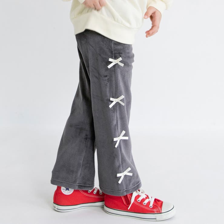 チャコールグレー | 【あったか】サイド リボン裏シャギー パンツ | ブランシェス