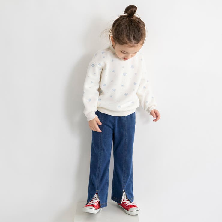 スリット入りフレア裏起毛パンツ デニム ロングパンツ | ブランシェス | 詳細画像15 