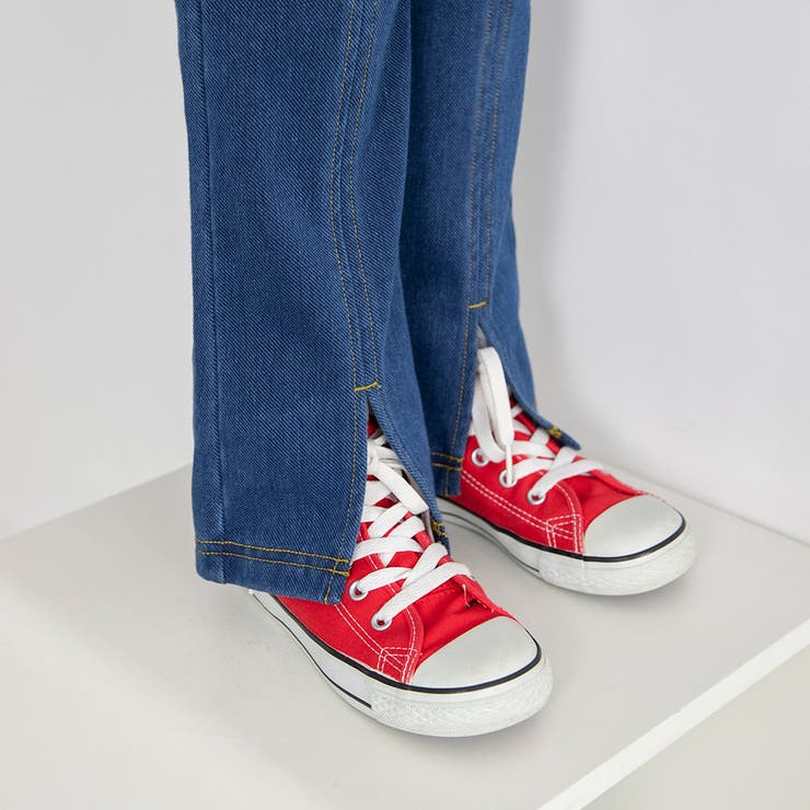 スリット入りフレア裏起毛パンツ デニム ロングパンツ | ブランシェス | 詳細画像19 