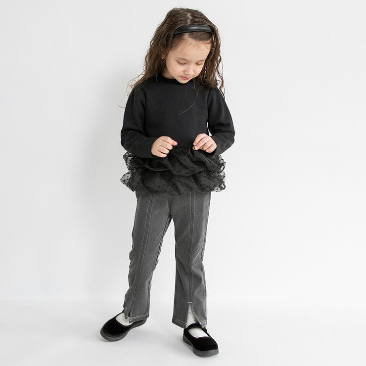 スリット入りフレア裏起毛パンツ デニム ロングパンツ | ブランシェス | 詳細画像23 