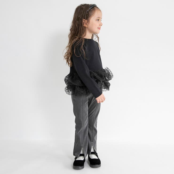 スリット入りフレア裏起毛パンツ デニム ロングパンツ | ブランシェス | 詳細画像25 