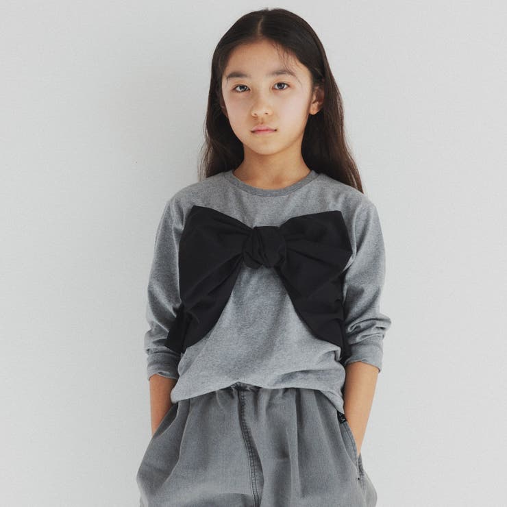 b.+A】金子綾/リボンドッキング長袖Tシャツ[品番：BRSK0008743