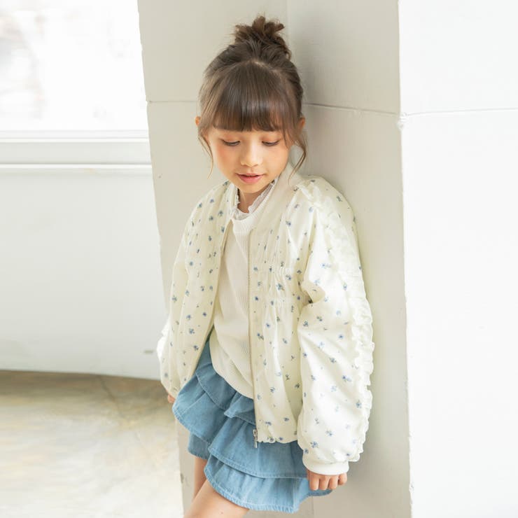 アイボリー | 肩フリルシャーリング ジャケット キッズ | ブランシェス