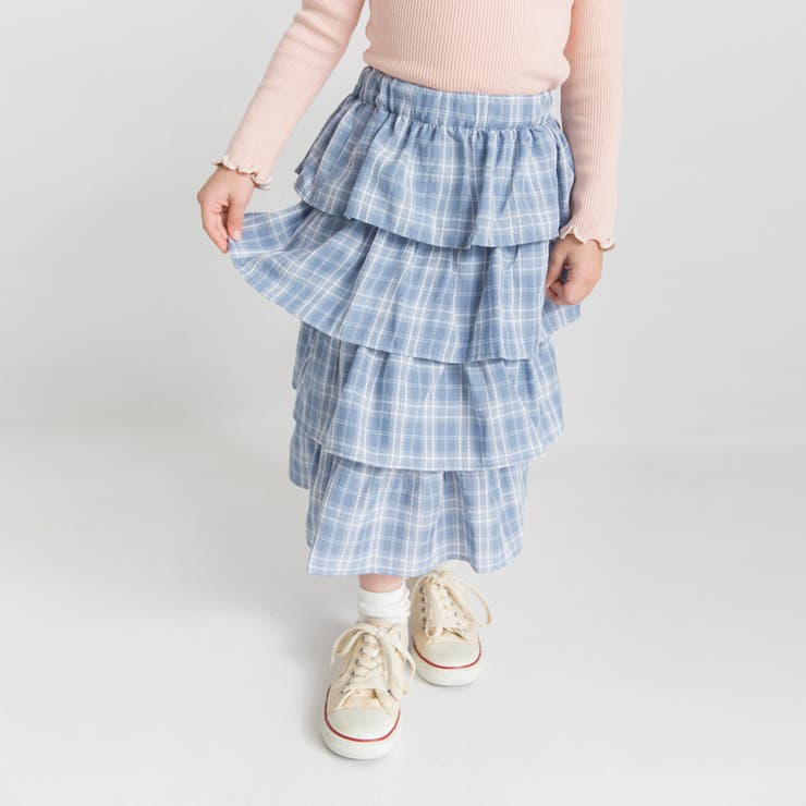 サックス | チェックティアードロングスカート | ブランシェス