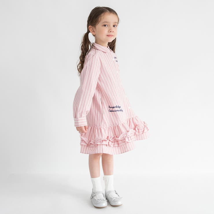 【おそろい】ストライプ柄ロゴ刺しゅうワンピース キッズ 女の子 | ブランシェス | 詳細画像12 