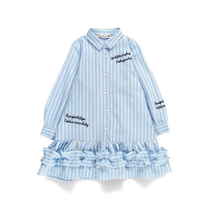 【おそろい】ストライプ柄ロゴ刺しゅうワンピース キッズ 女の子 | ブランシェス | 詳細画像2 