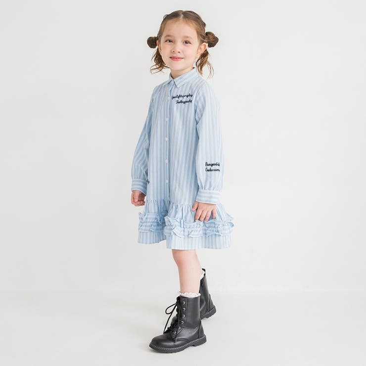 【おそろい】ストライプ柄ロゴ刺しゅうワンピース キッズ 女の子 | ブランシェス | 詳細画像5 