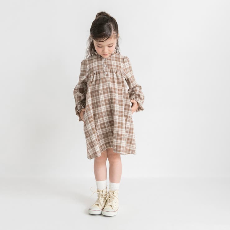 チェック柄胸切替ワンピース | ブランシェス | 詳細画像4 