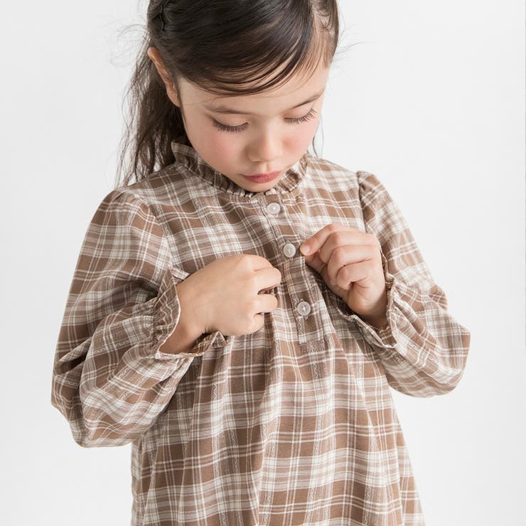 チェック柄胸切替ワンピース | ブランシェス | 詳細画像9 