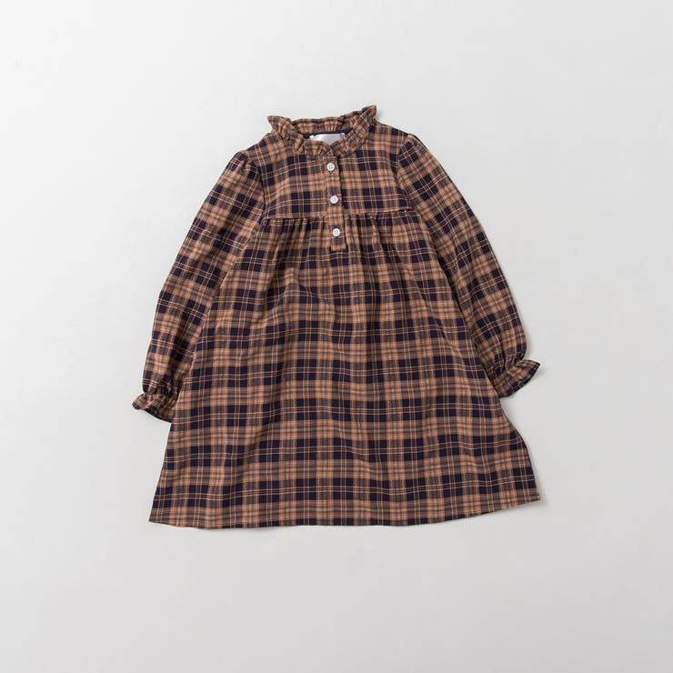 ネイビーブルー | チェック柄胸切替ワンピース | ブランシェス