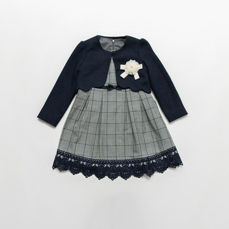 ジャケット＋グレンチェックジャカード ワンピース＋コサージュ 入園 | ブランシェス | 詳細画像2 