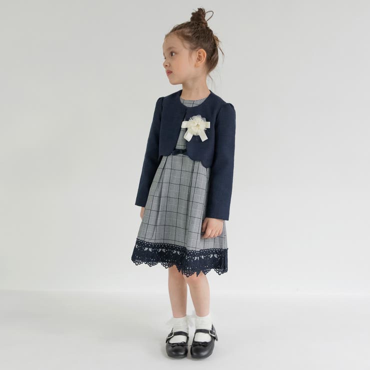 ジャケット＋グレンチェックジャカード ワンピース＋コサージュ 入園 | ブランシェス | 詳細画像3 
