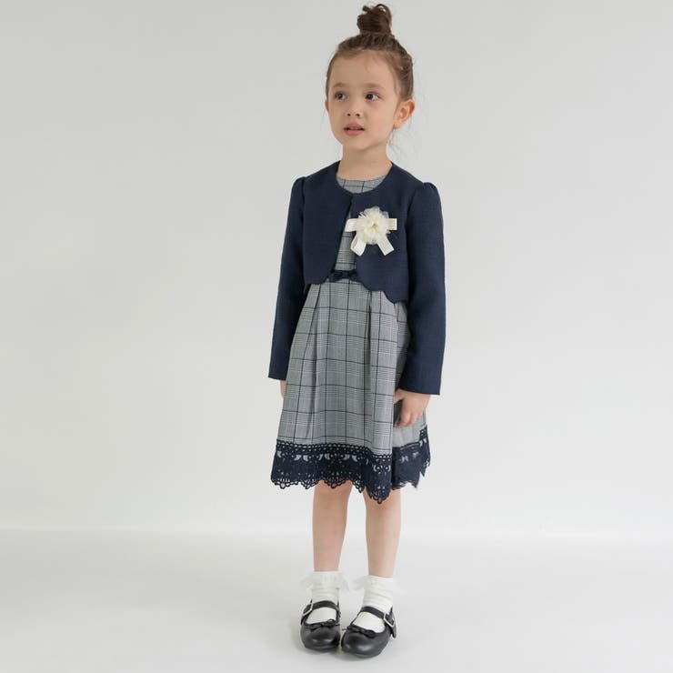 ジャケット＋グレンチェックジャカード ワンピース＋コサージュ 入園 | ブランシェス | 詳細画像4 