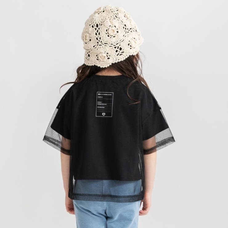 ブラック | チュールドッキング半袖Tシャツ | ブランシェス