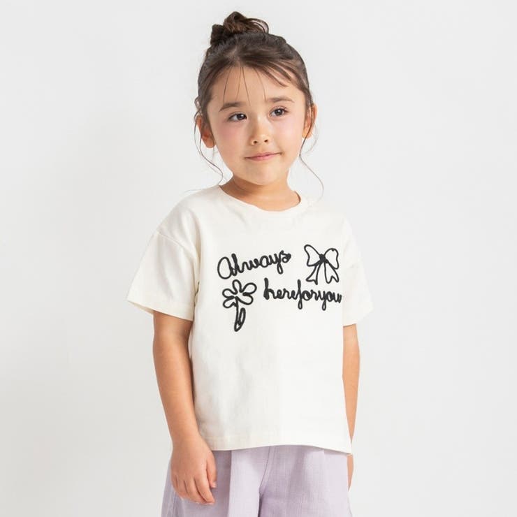 アイボリー | コード刺しゅう半袖Tシャツ | ブランシェス