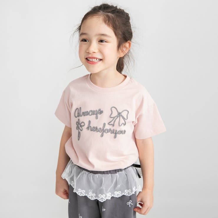 ピンク | コード刺しゅう半袖Tシャツ | ブランシェス