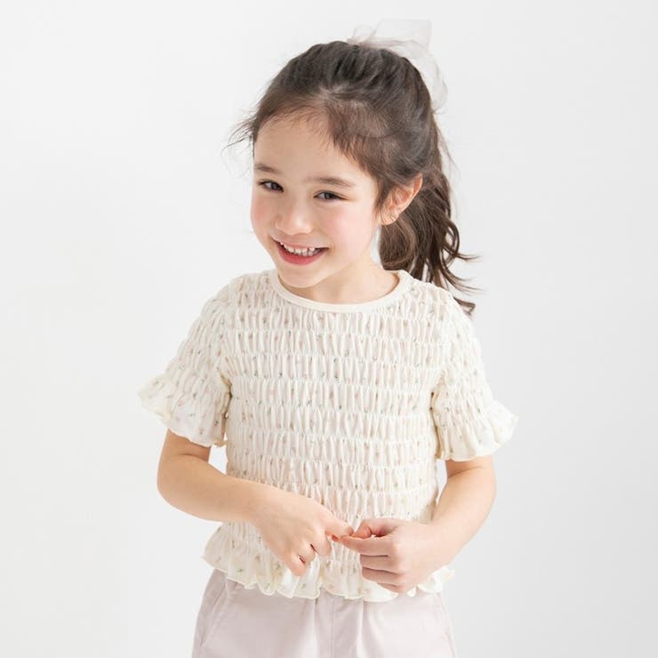 ピンク | スモッキング半袖Tシャツ | ブランシェス