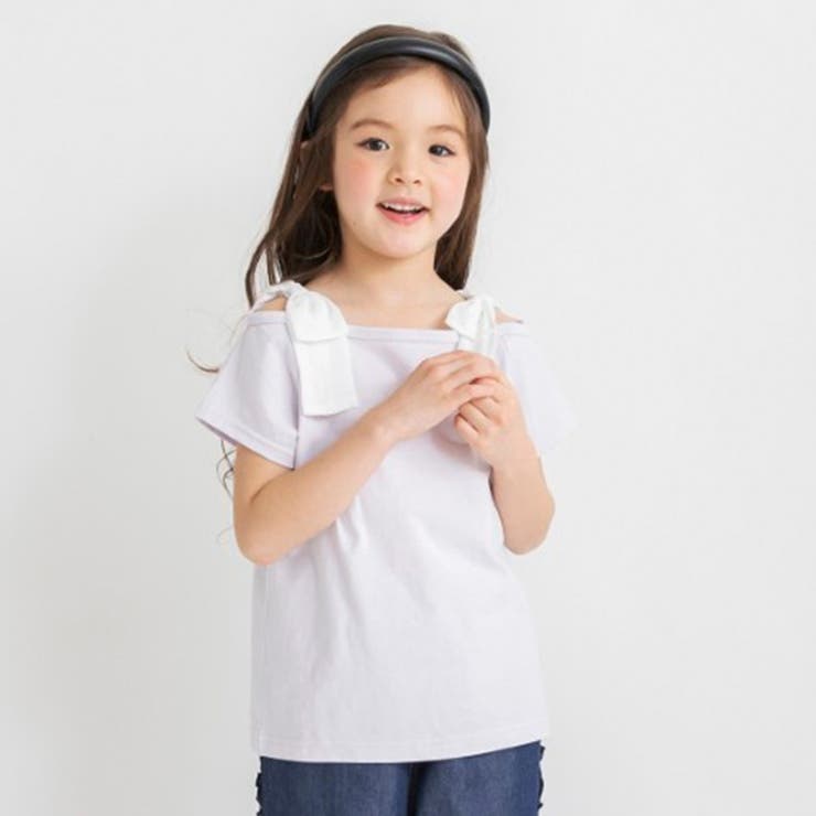 ラベンダー | 肩リボン半袖Tシャツ | ブランシェス