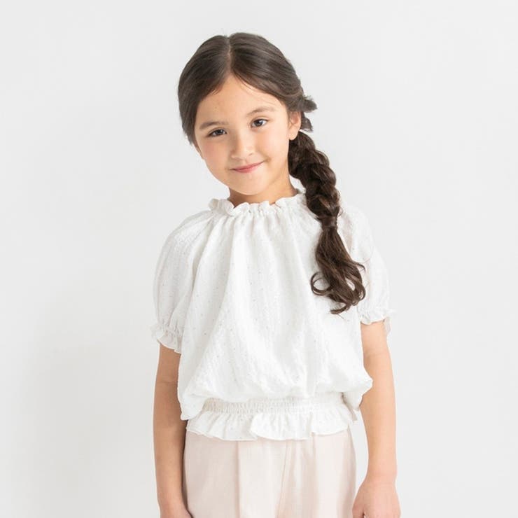 アイボリー | 【プチレディ】シルバードット後ろリボントップス | ブランシェス