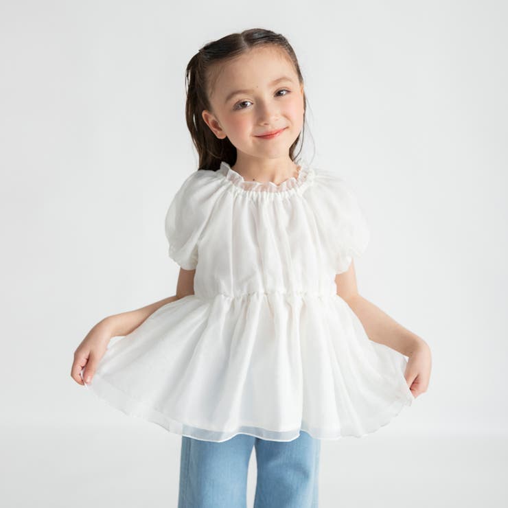 アイボリー | 【プチレディ】オーガンジーパフスリーブトップス | ブランシェス